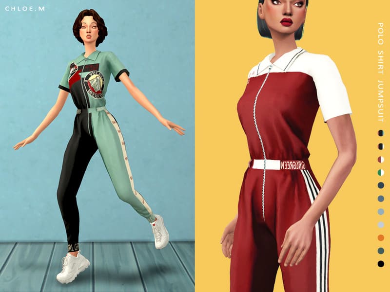 ChloeM-Polo Shirt Jumpsuit